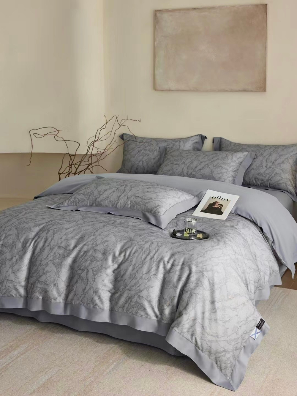 Постельное белье с добавлением кашемира c одеялом Marble Silver