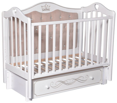 Детская кроватка Антел Karolina 555 мягкая спинка, универсальный маятник с ящиком белый