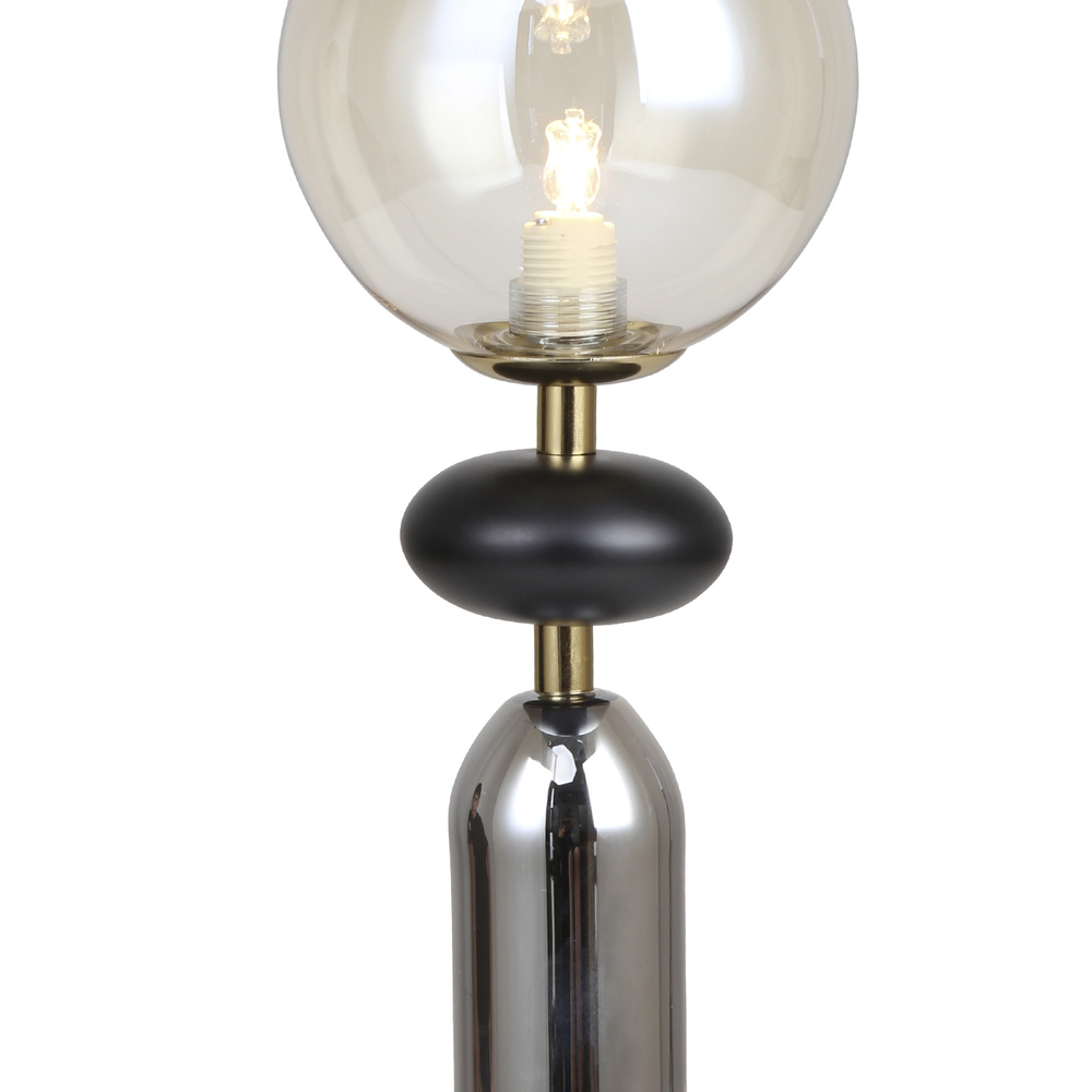 Настольный светильник 1x40Вт G9, металл/стекло, черный/золото, янтарный/дымчатый