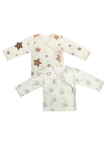 Набор распашонок 2шт. Звездочки, короны, р. 68, молочный / бежевый (Bloom Baby)