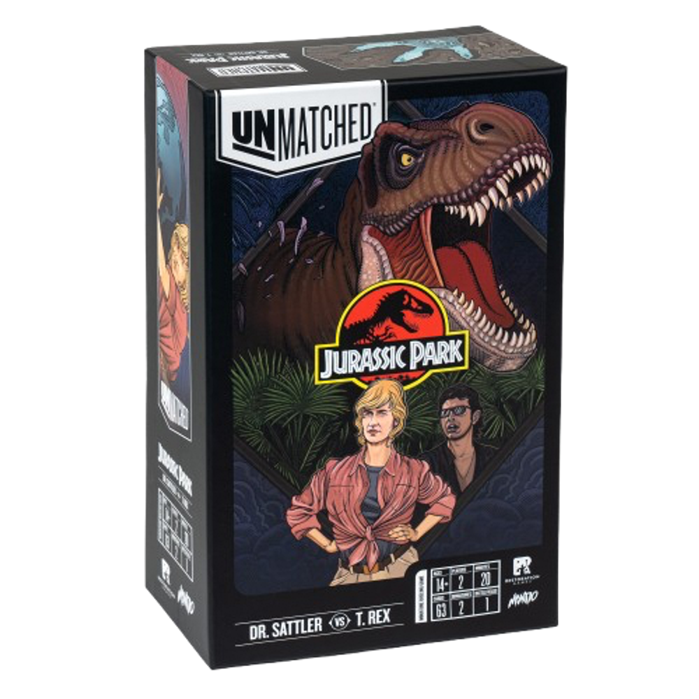 Настольная игра Unmatched. Jurassic Park. Dr. Sattler vs T. Rex (правила на русском языке)