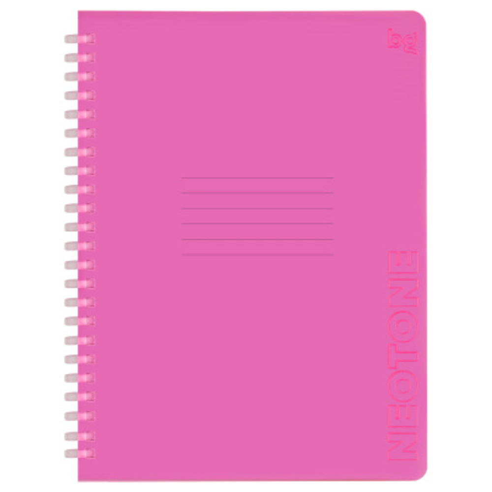 Тетрадь 48л., А5, клетка на силиконовом гребне, BG "Neon. Pink", пластиковая обложка