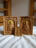 Освященная Икона Пантелеймона Целителя 23.5х18 см из дуба