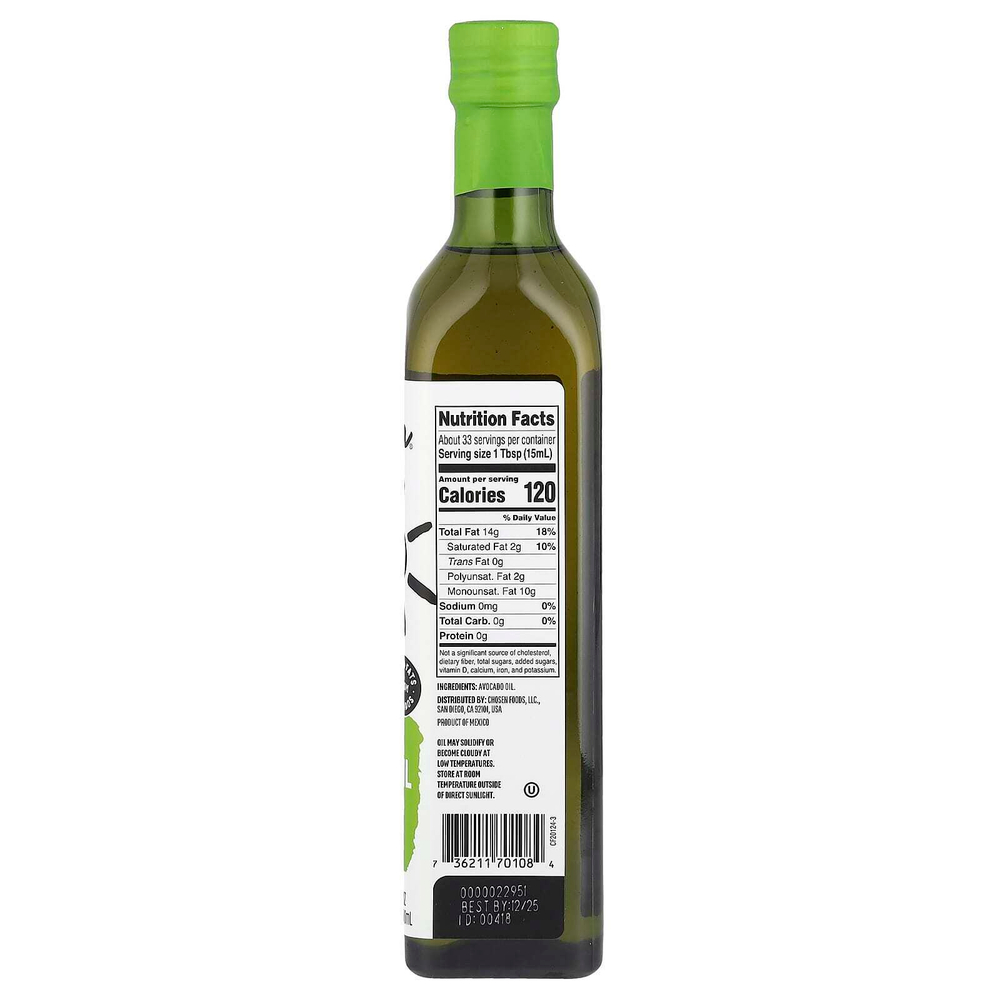 Chosen Foods, 100% чистое масло авокадо, 500 мл (16,9 жидк. унц.)