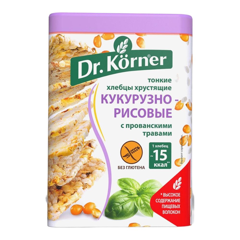 Хлебцы "Кукурузно-рисовые с прованскими травами", 100 г (Dr. Korner)