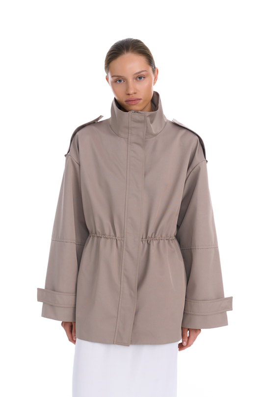 Парка из водоотталкивающего хлопка бежевая