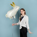 Шар (33''/84 см) Фигура, Большой Зайка, Золотые ушки, 1 шт.