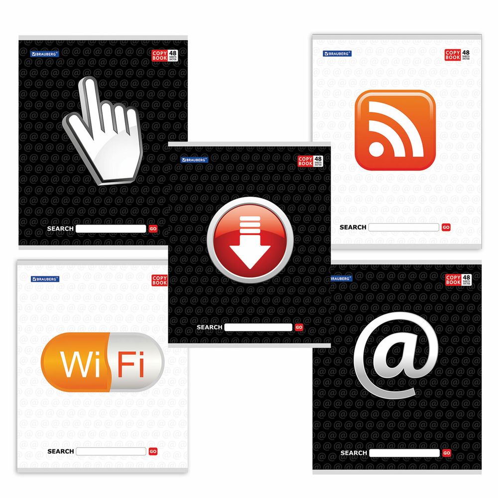 Тетрадь А5, 48 л., BRAUBERG ЭКО, линия, обложка картон, В СЕТИ, 401898, 5шт