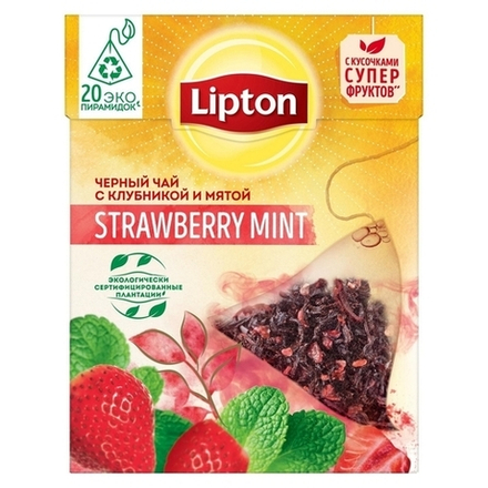 Чай черный в пирамидках Lipton Strawberry Mint, 20 пак/уп (Липтон)