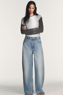 ZARA ДЖИНСЫ TRF EXTRA WIDE LEG С ВЫСОКОЙ ПОСАДКОЙ, ПАСТЕЛЬНО-СИНИЙ