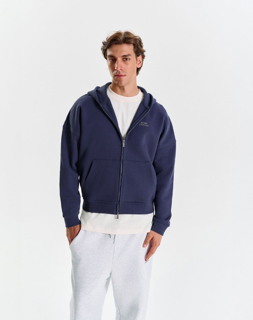 Худи Bruler d'Amour Zip Logo de base 01 Navy