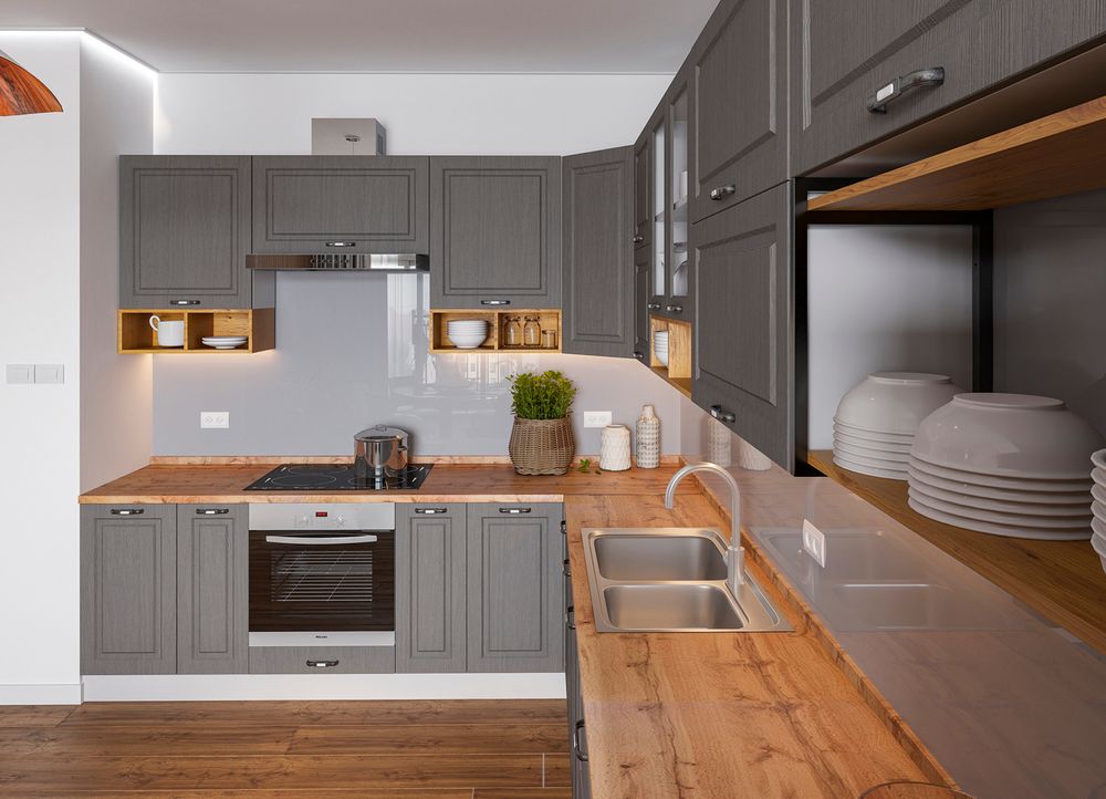 Модульный кухонный гарнитур «Капри» 2400/3300 мм (Липа пепел), ЛДСП/МДФ, ДСВ Мебель