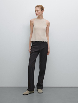 Massimo Dutti Топ из рельефного трикотажа с горловиной халтер, дымчатый