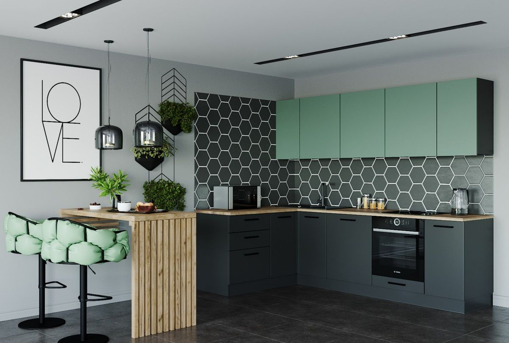 Кухонный гарнитур угловой Изумруд 2600х1600 (38мм)