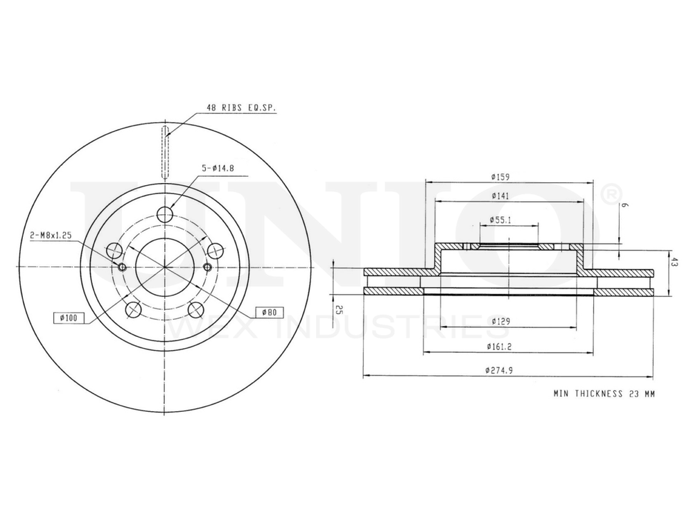 Диск тормозной передний UNIO BRD-20372