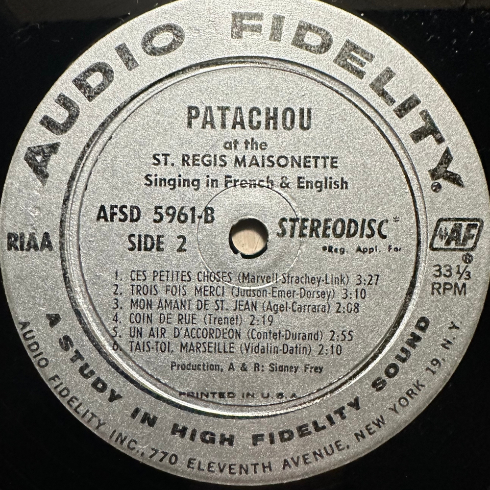 Patachou - At The St. Regis Maisonette Singing In French & English (США 1962г.)