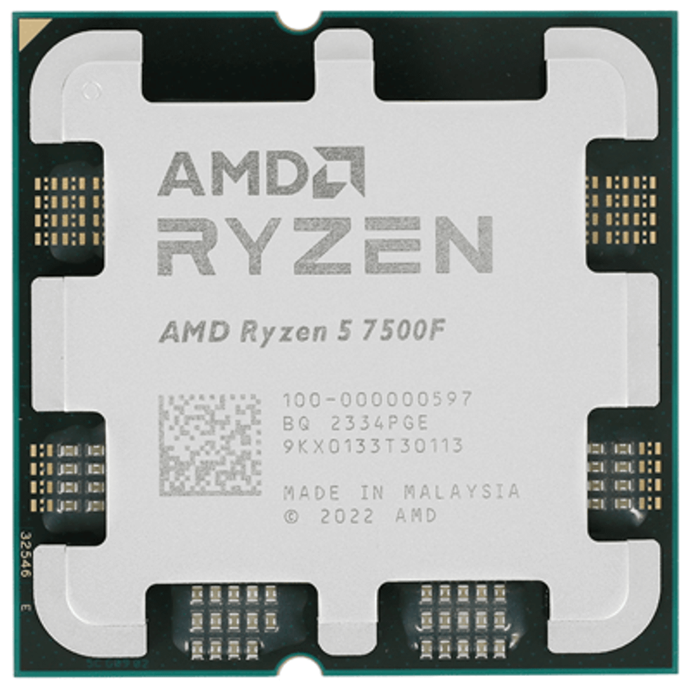 Процессор AMD Ryzen 5 7500F 3,7Гц (5,0ГГц Turbo) 6C/12T 32MB L3 65W-85W AM5 OEM 100-000000597