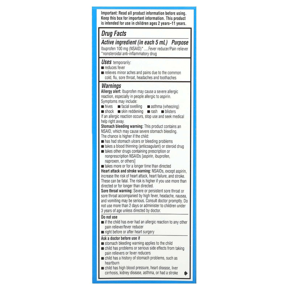 Advil, Children's Advil, Fever, для детей в возрасте от 2 до 11 лет, белый виноград, 120 мл (4 жидк. унции)