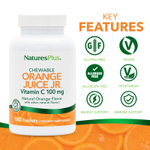 NaturesPlus, Chewable Orange Juice Jr®, витамин C, натуральный апельсин, 180 таблеток