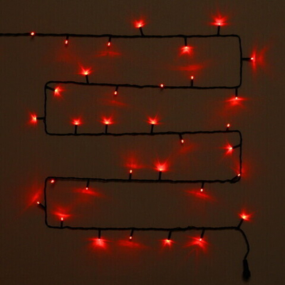 Гирлянда для улицы 20м 240 ламп LED чёрный провод, 8 реж, IP-54, Красный (возможность соединения)