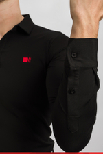Поло с длинным рукавом черная Dry-Fit