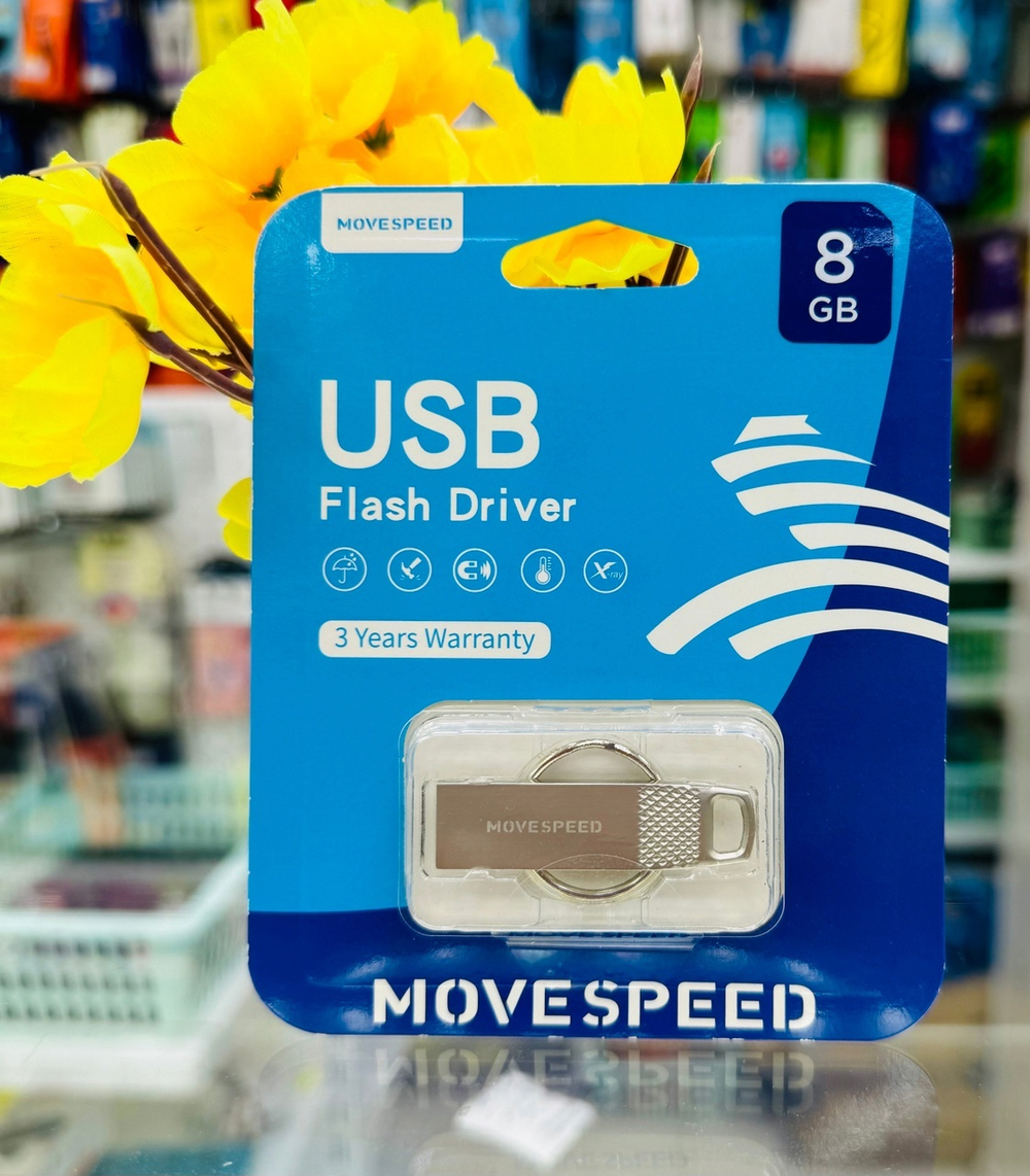 USB Флешка 8Gb Move Speed, USB 2.0, металл, серебряный