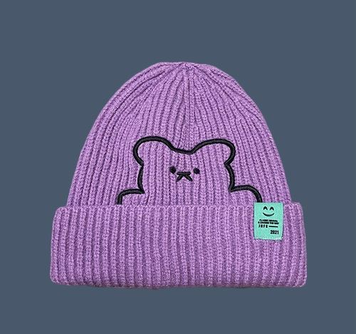 Шапка бини "Bear Art", фиолетовая