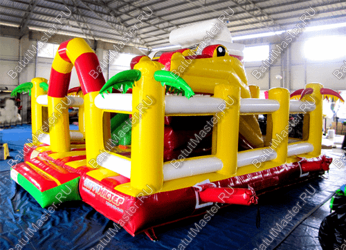 Коммерческий батут "Белый клык" с механизированной головой, цвет красно-желтый, 6*5*4 м