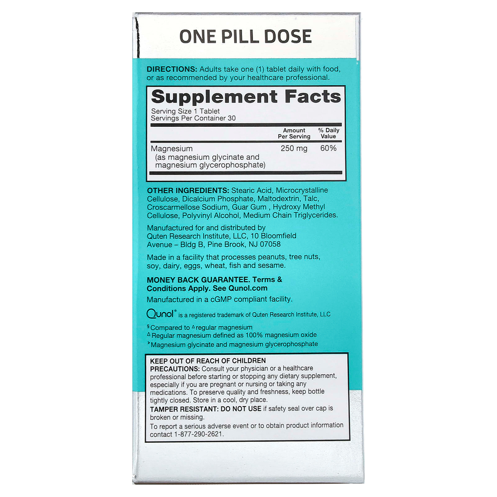 Qunol, Ultra Magnesium, 250 мг, 30 таблеток, покрытых оболочкой
