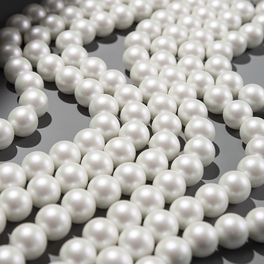 Хрустальный жемчуг, оттенок "Shimmer Snow", шар 12мм, перламутрово-сатиновое улучшенное покрытие