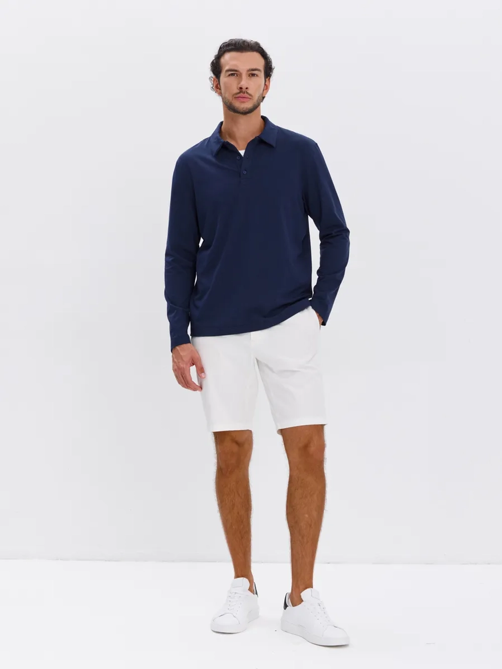 Повседневный базовый лонгслив поло