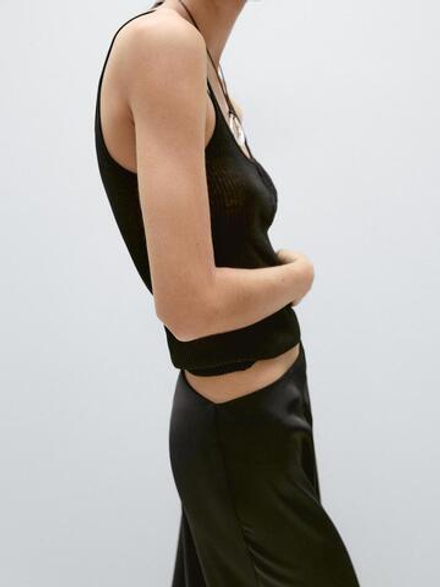 Massimo Dutti Топ на бретелях с узором, черный