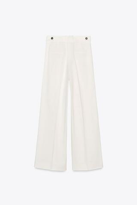 ZARA БРЮКИ ИЗ ТВИЛА С ЗАЩИПАМИ — ZW COLLECTION, БЕЛЫЙ