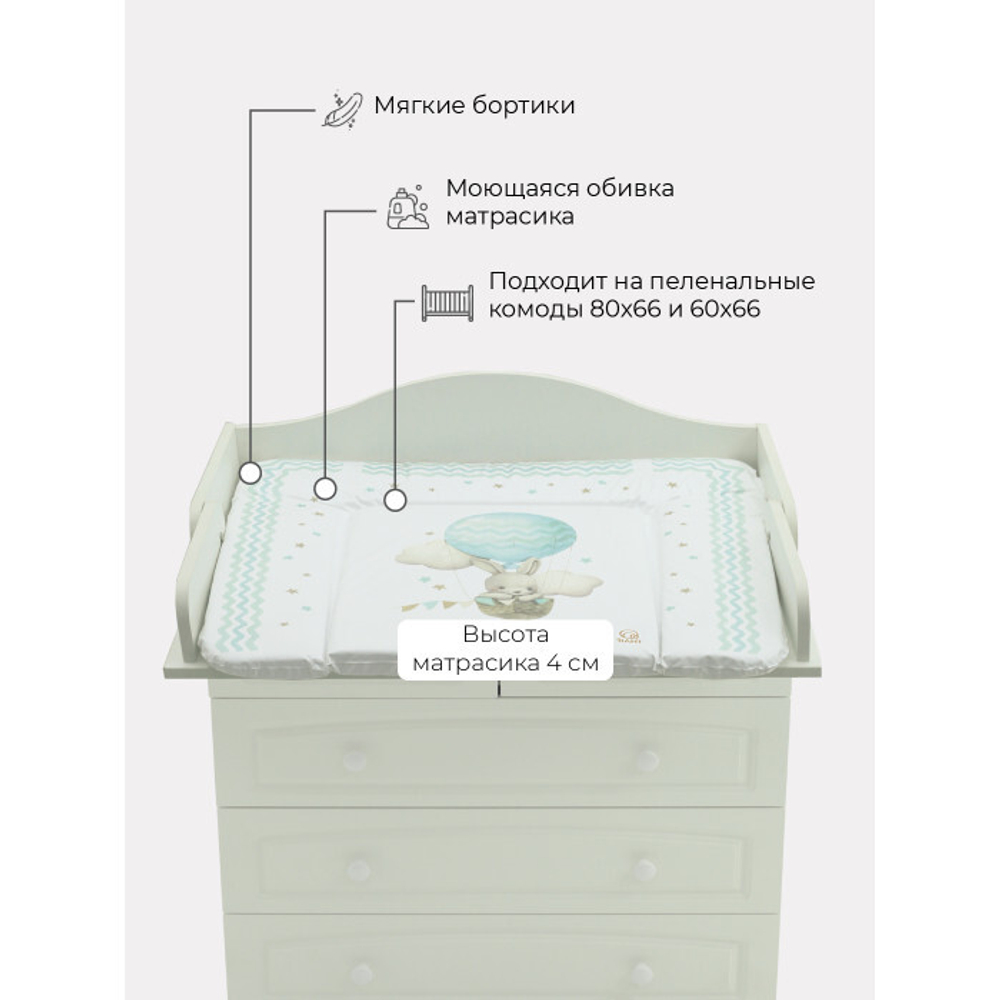 Пеленальный матрасик №2 Топотушки "Зайка путешественник" (80х71 см.)