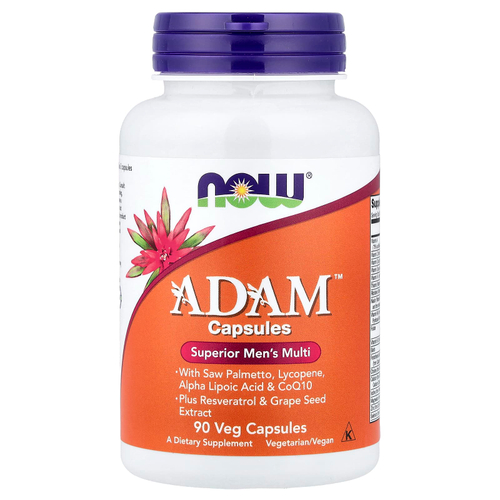 NOW Foods, ADAM, превосходные мультивитамины для мужчин, 90 растительных капсул