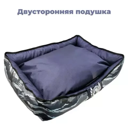 Лежак для небольшой собаки размер M антивандальная ткань грязе-водостойкая синий хаки Brutal Heart