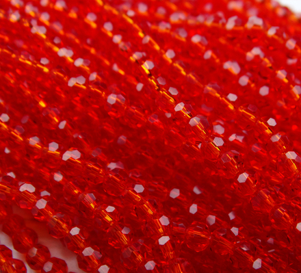 БШ009НН3 Хрустальные бусины "32 грани", цвет: красный прозрачный, размер 3 мм, кол-во: 95-100 шт.