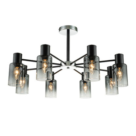 Светильник на штанге 8x40Вт, E14, металл/стекло, черный/хром