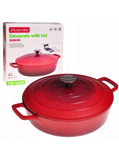 Кастрюля низкая 4 л. Kamille KM 4468 серия DUBLIN из литого алюминия с антипригарным покрытием с крышкой