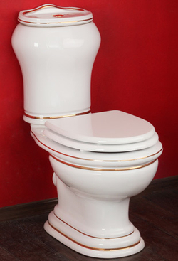 Унитаз напольный с бачком Migliore Milady ML.MLD-25.701.D1 горизонтальный выпуск, кнопка золото