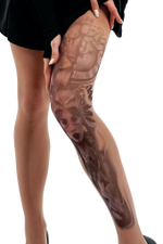 Колготки +size с принтом в виде шаманки (Размер: XL-XXL-XXXL) (Цвет: бежевый)