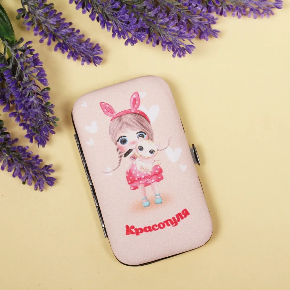 Набор для маникюра в футляре 6 предметов «КРАСОТУЛЯ!»,11*6,5см