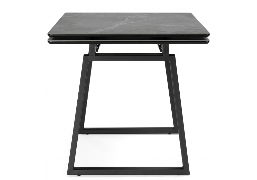 Керамический стол Woodville Джек 140(200)х80 серый мрамор larka grey, черный, ножки черные