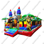 Коммерческий надувной батут "Зверята на радуге" 9*4.6*2.8 м, окна по бокам