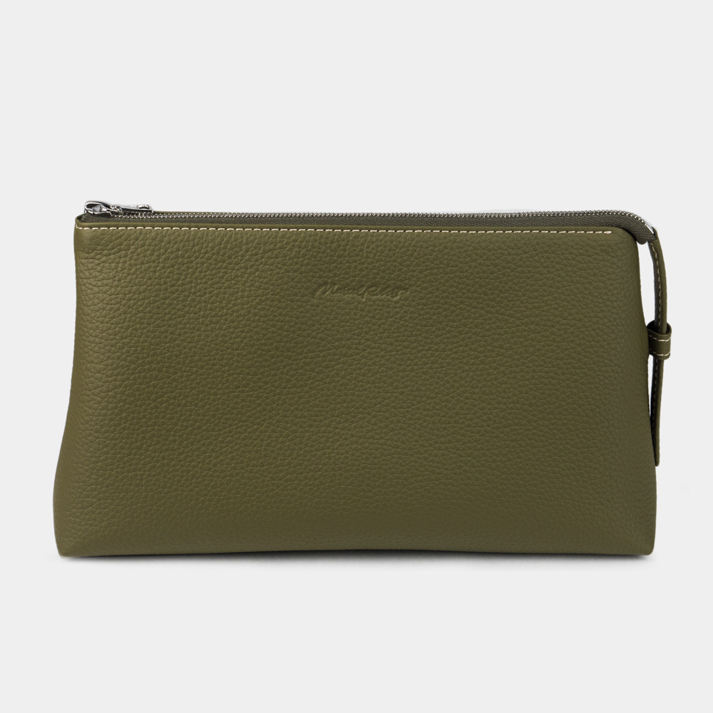 Косметичка Comete из кожи теленка, зеленого цвета