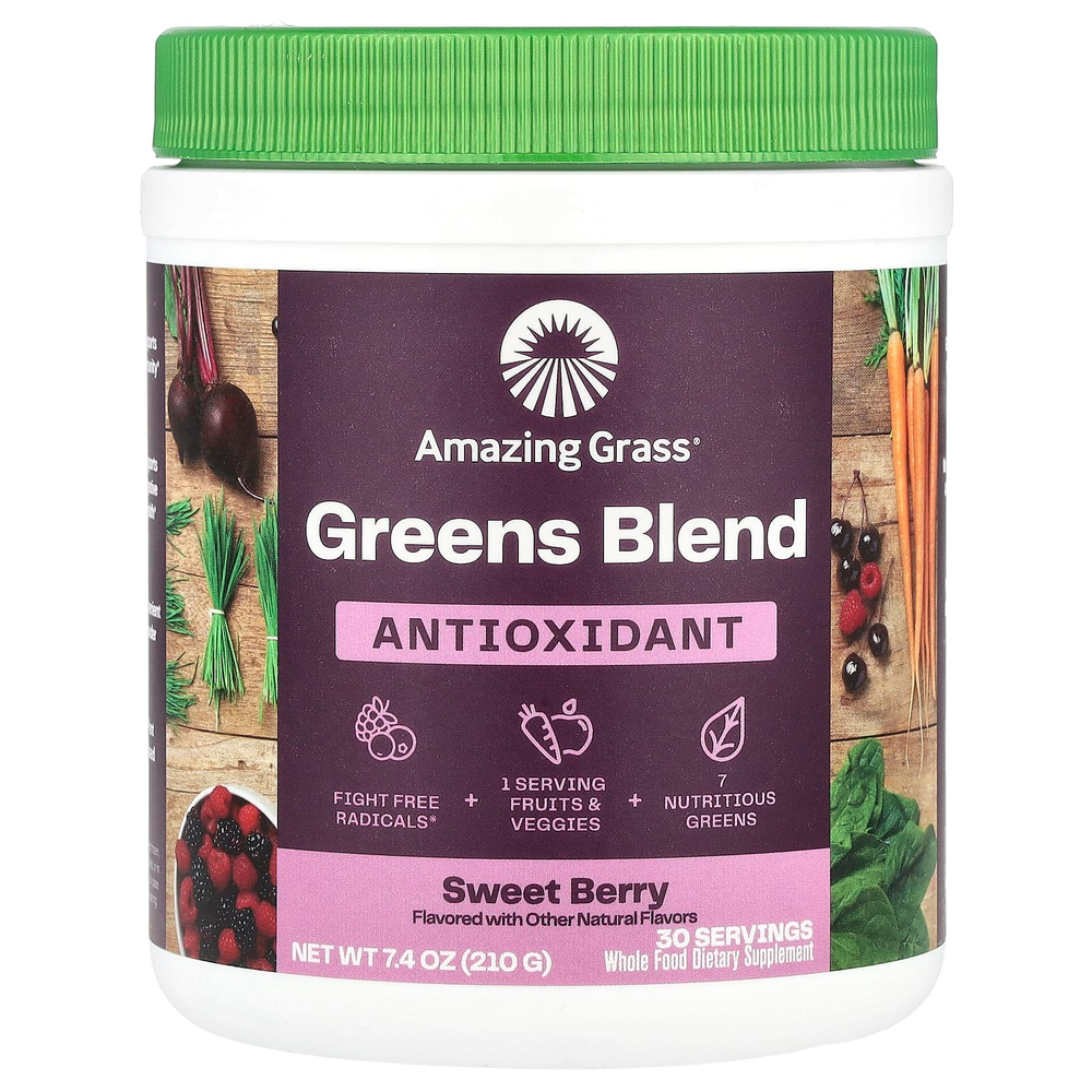Amazing Grass, Антиоксидант Green Superfood, сладкая ягода, 210 г (7,4 унции)