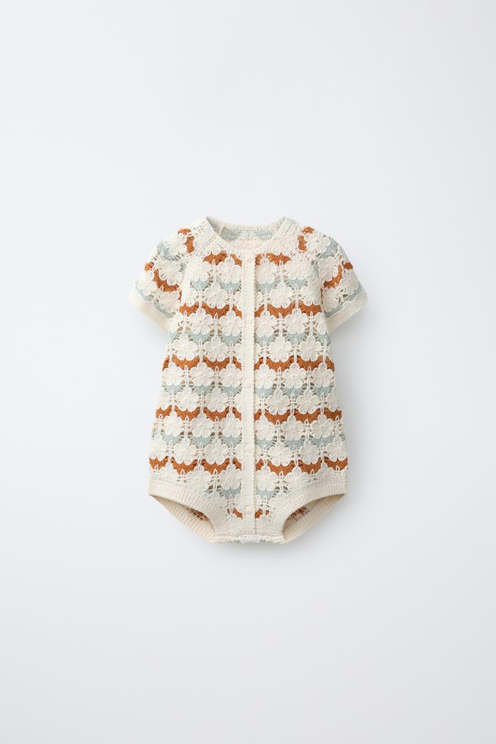 ZARA ВЯЗАНЫЙ КОМБИНЕЗОН КРОШЕ, ЭКРЮ