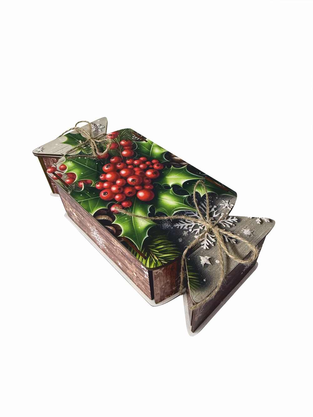 Деревянная Новогодняя упаковка,Конфета Калина Красная