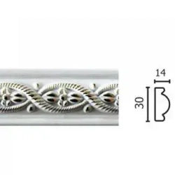 Багет интерьерный 2 шт. декоративный профиль 30*14*1200 Белый с золотом "Афины" (ПИ30А)