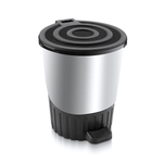 Мусорное ведро с педалью "Круги" 8 лт серебро-черный